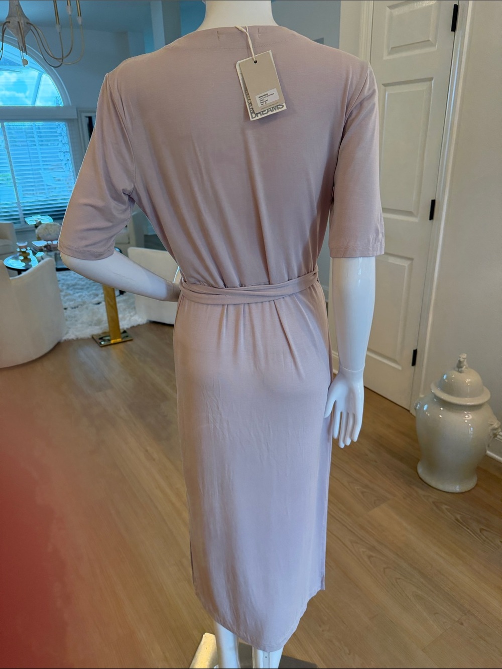 Barefoot Dreams 3/4 sleeve Wrap Dress Pale Lilac - Picture 9 of 13